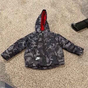 Nike Gray Camo Jacket with Red Logo Patch